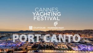 El logotipo del Festival Náutico de Cannes 2023 en Port Canto.